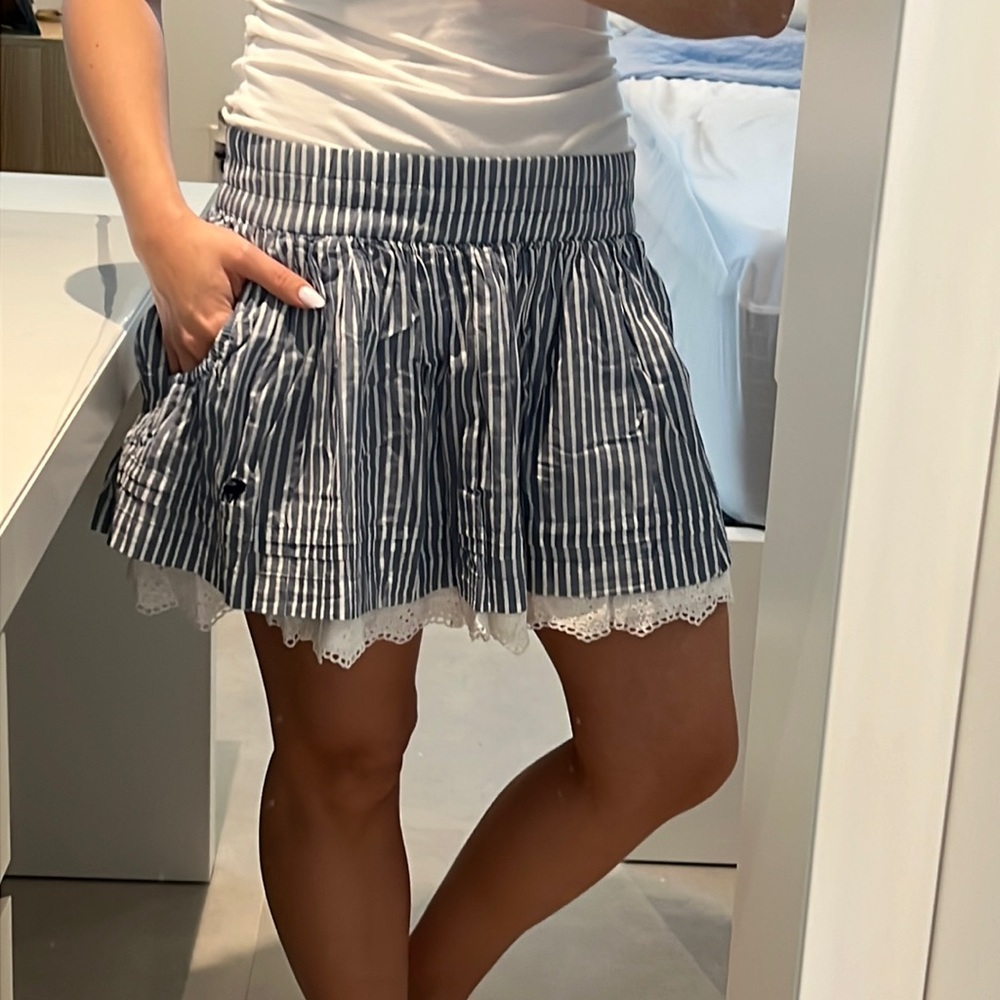 Abercrombie & Fitch small Y2K vintage stripped skirt pockets lining hem trim
